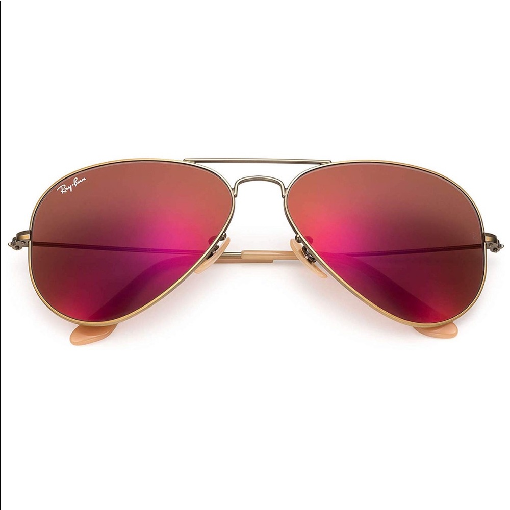 Ray Ban RB3025 Aviator Sunglasses Bronze Red Flash - Picture 3 of 4